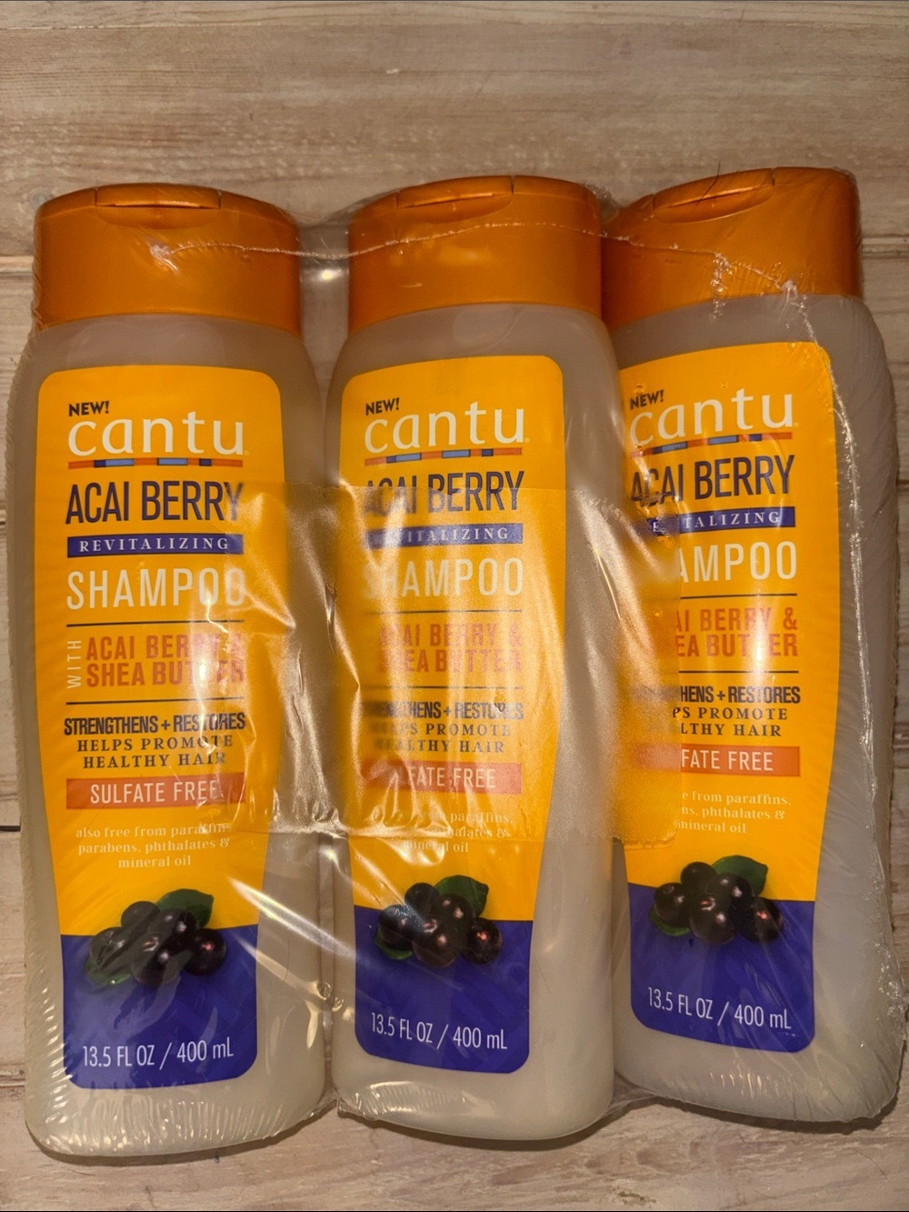 Cantu Acai Berry Revitalizing Shampoo - Orange Bottle (3 Pack) 716